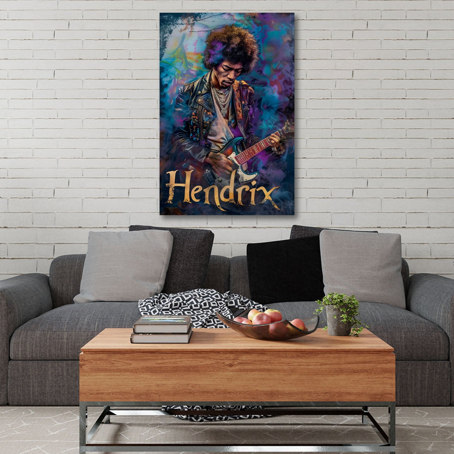 Jimi Hendrix Gitarrist expressives Wandbild