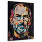 Jobs Porträt als bunte Papiercollage mit runder Brille als Wandbild