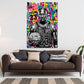 Detailansicht Basketball Wandbild mit Graffiti in Pink und Gelb