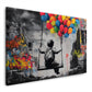 Junge auf Schaukel mit Ballons Street Art Wandbild