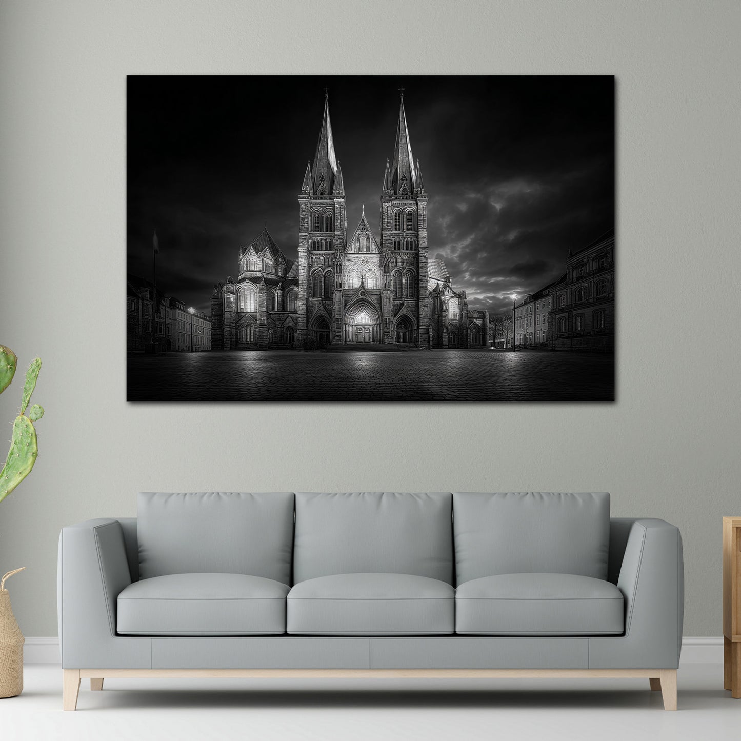 Kathedrale St. Petri Bremen Nachtaufnahme schwarz weiß Wandbild