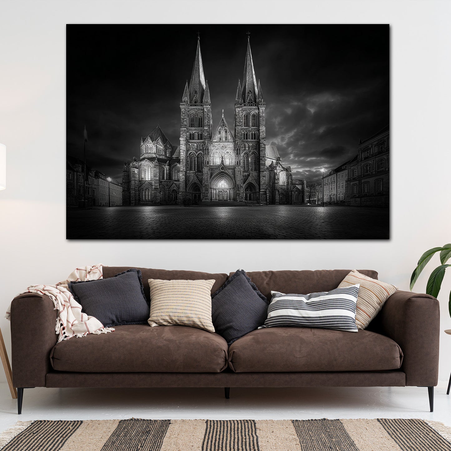 Kathedrale St. Petri Bremen Nachtaufnahme schwarz weiß Wandbild