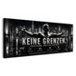 Panorama Wandbild Keine Grenzen mit Athlet und Skyline in Schwarz Weiß