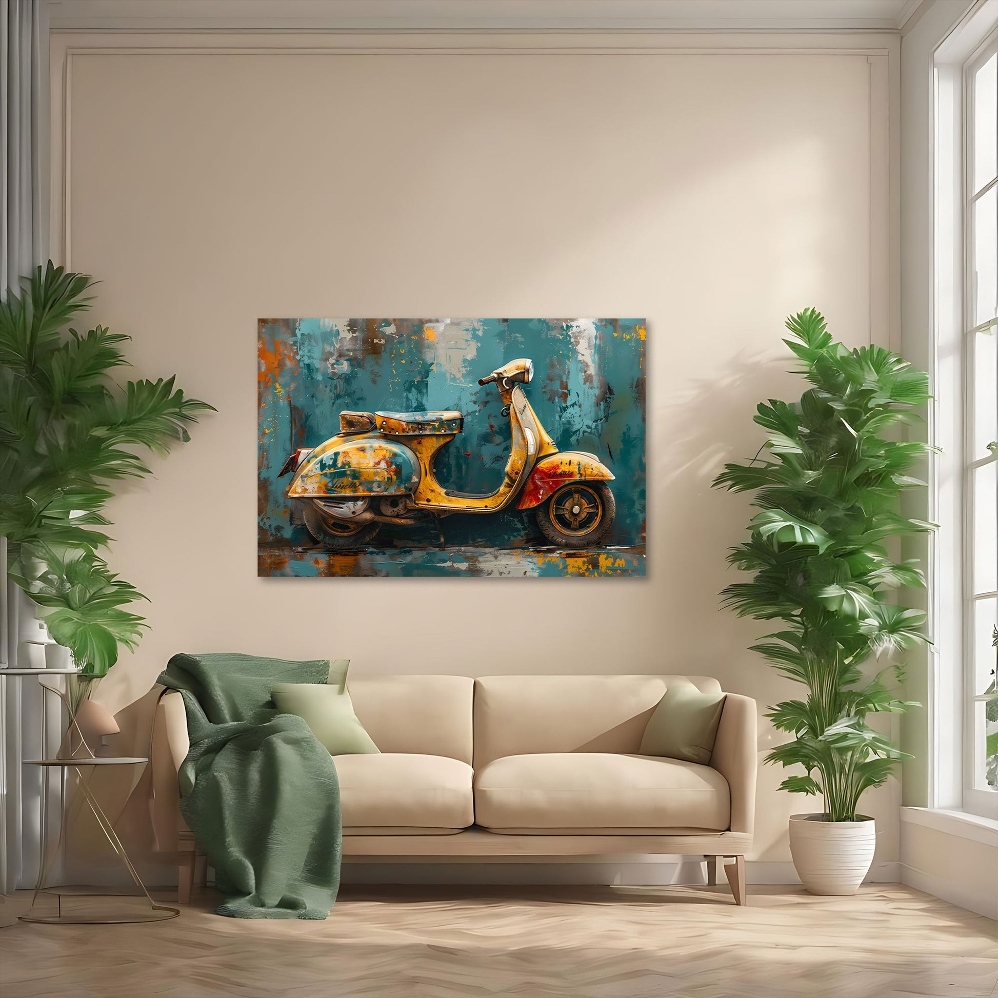 Retro Roller als Wandbild im modernen Büro