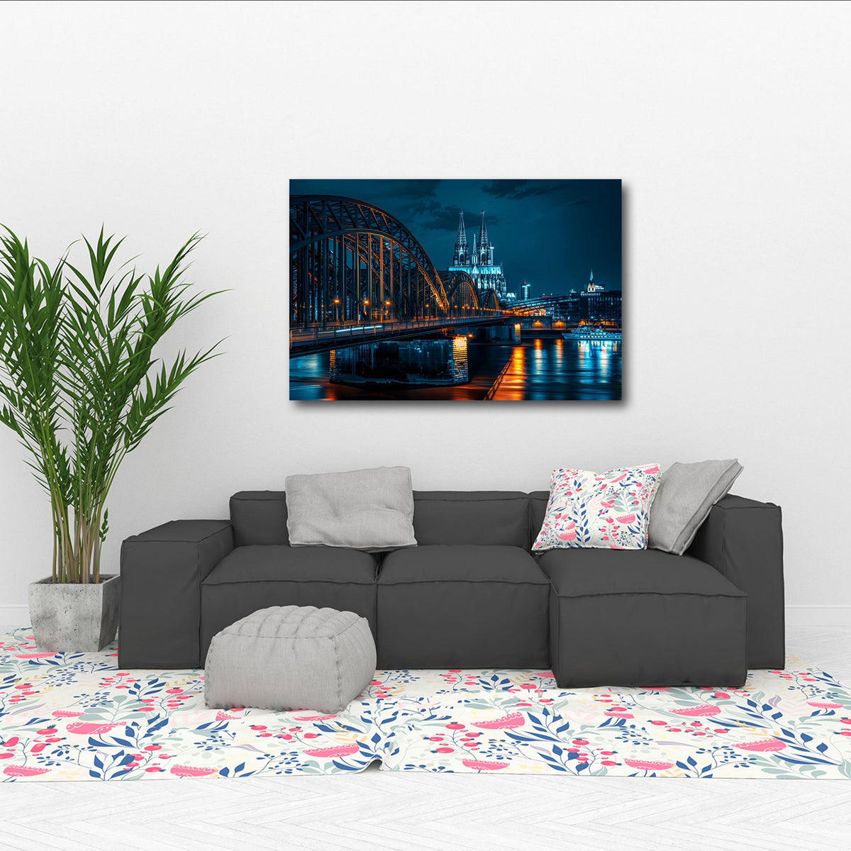 Städte Wandbild im Querformat über dem Sofa im Wohnzimmer