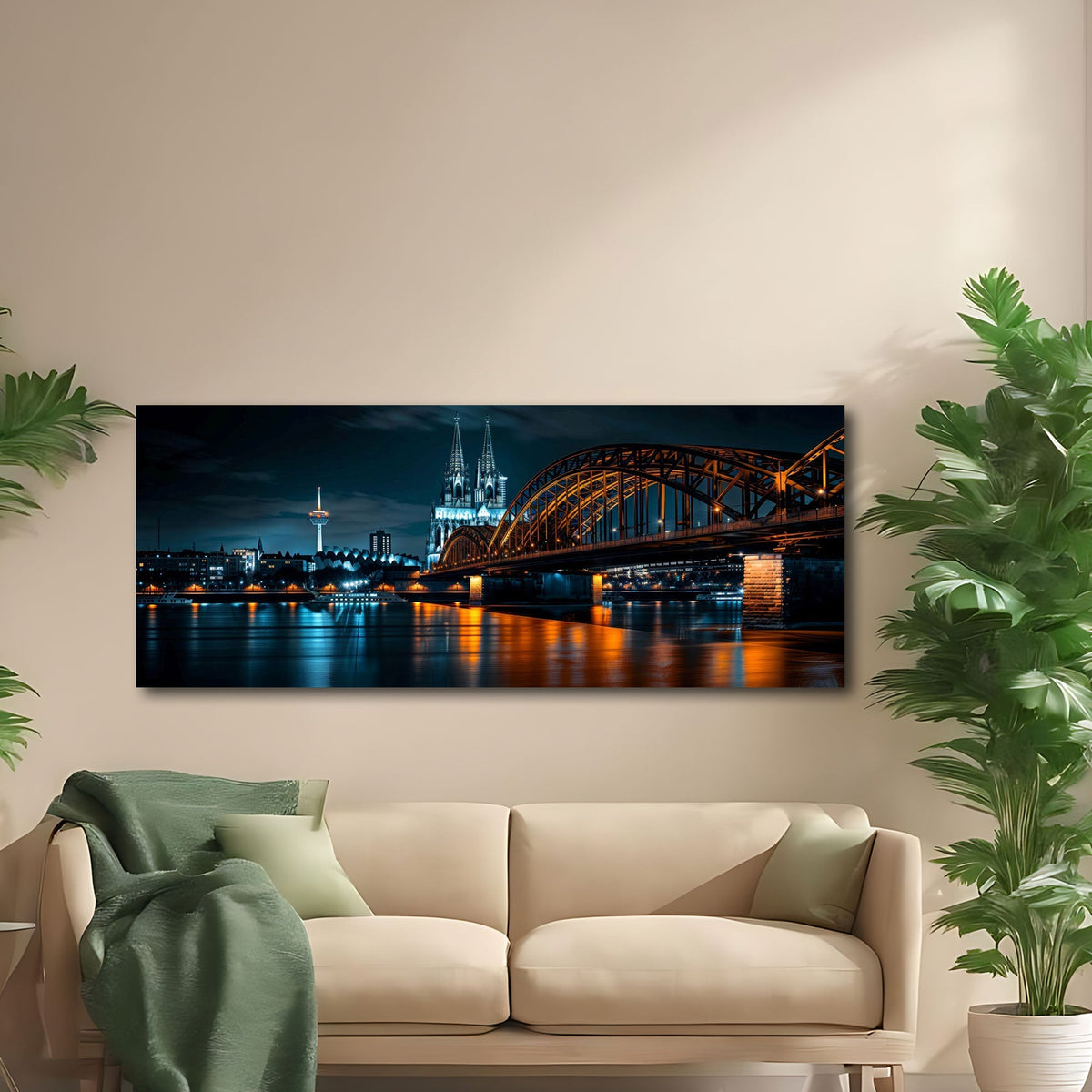 Detailansicht Köln Wandbild mit Dom, Brücke und Spiegelungen