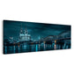 Panorama Wandbild Köln in kühlem Blau mit Dom und Rheinbrücke