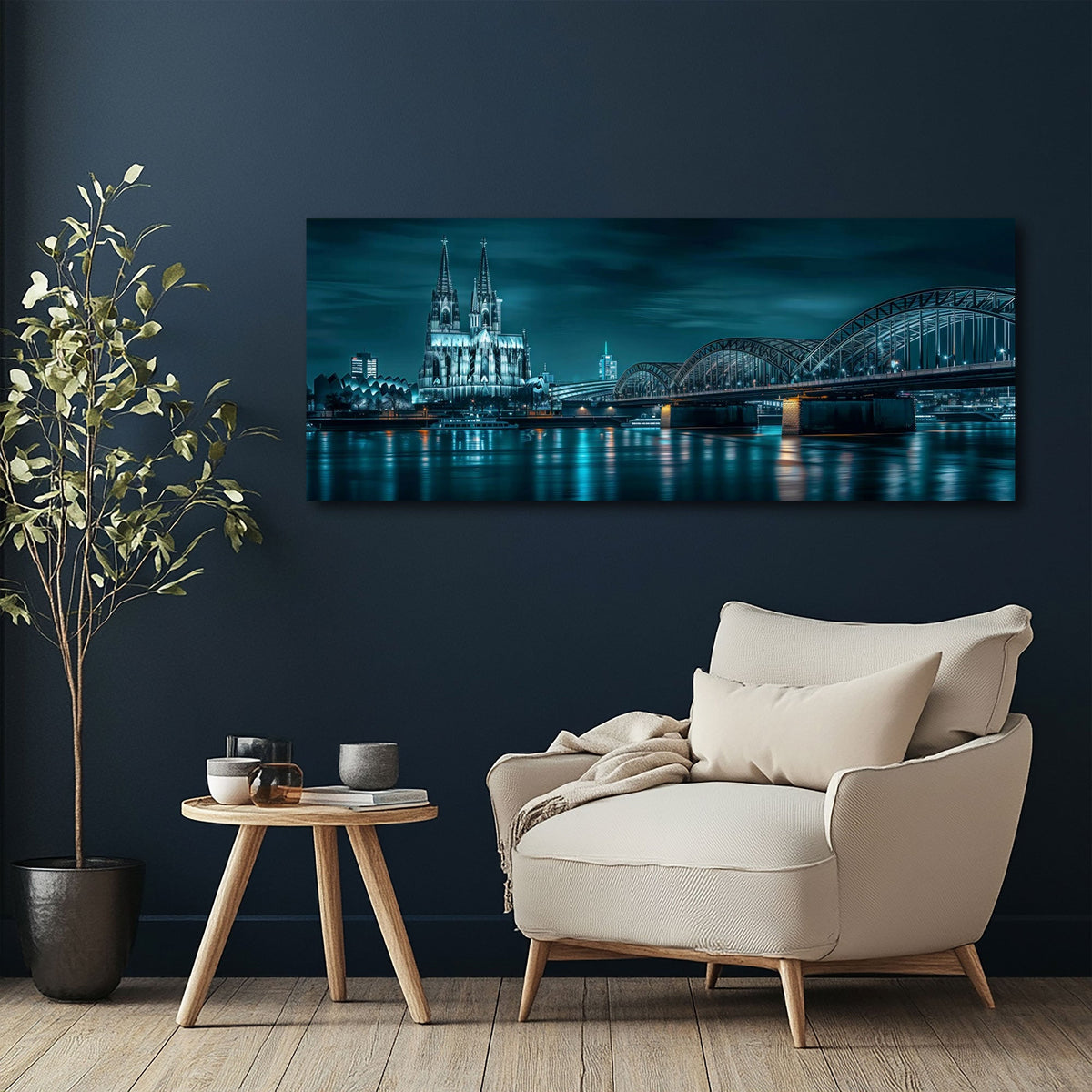 Detailansicht Köln Wandbild mit Dom und Lichtspiegelungen