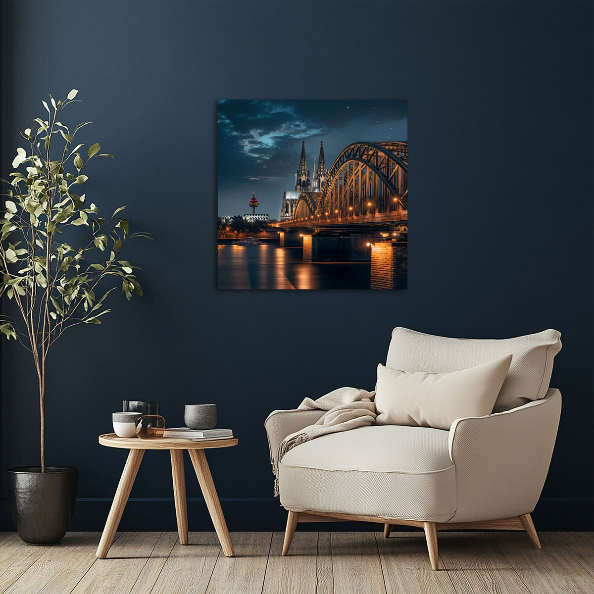 Quadratisches Städte Wandbild im Wohnzimmer