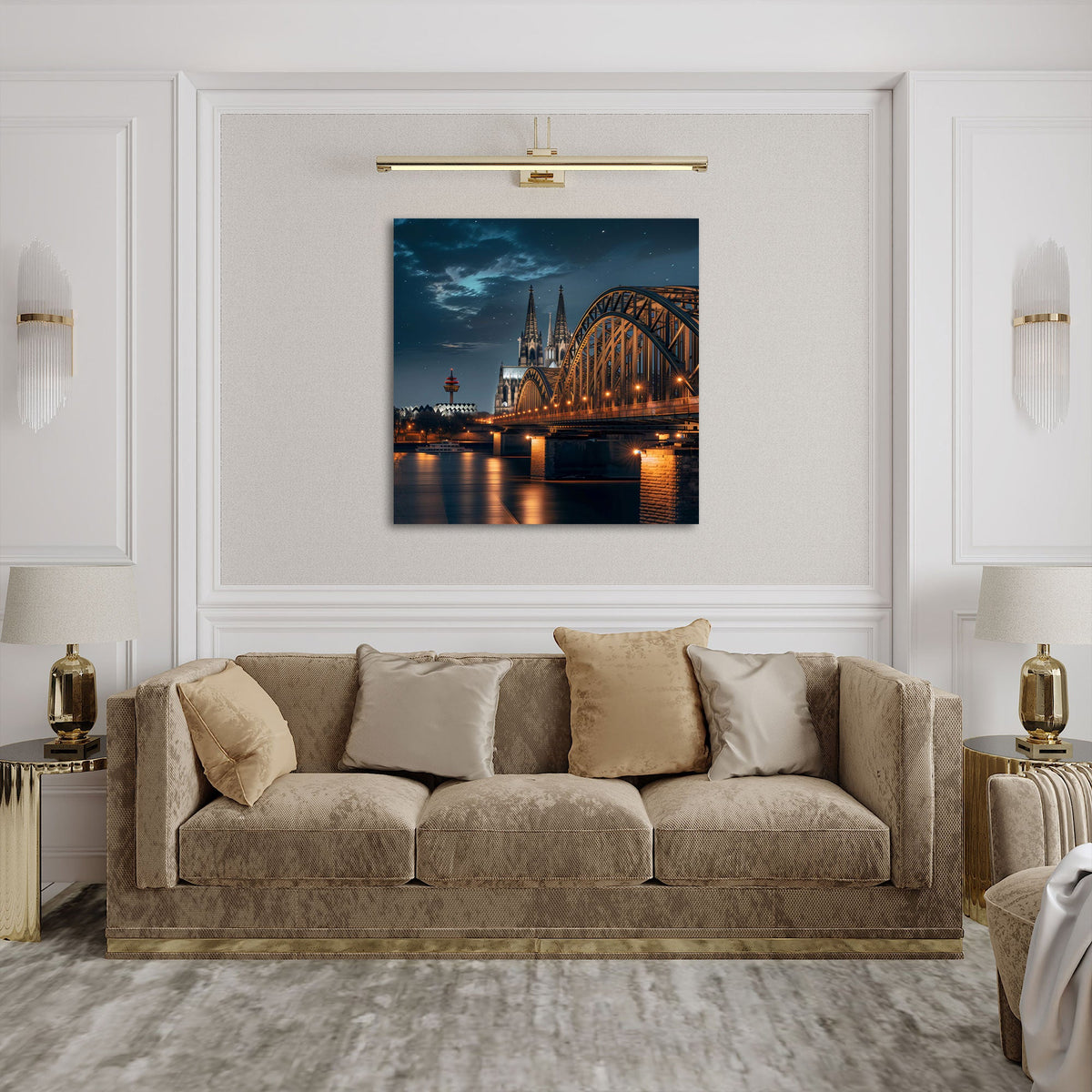 Detailansicht Köln Wandbild mit Brücke und Sternenhimmel