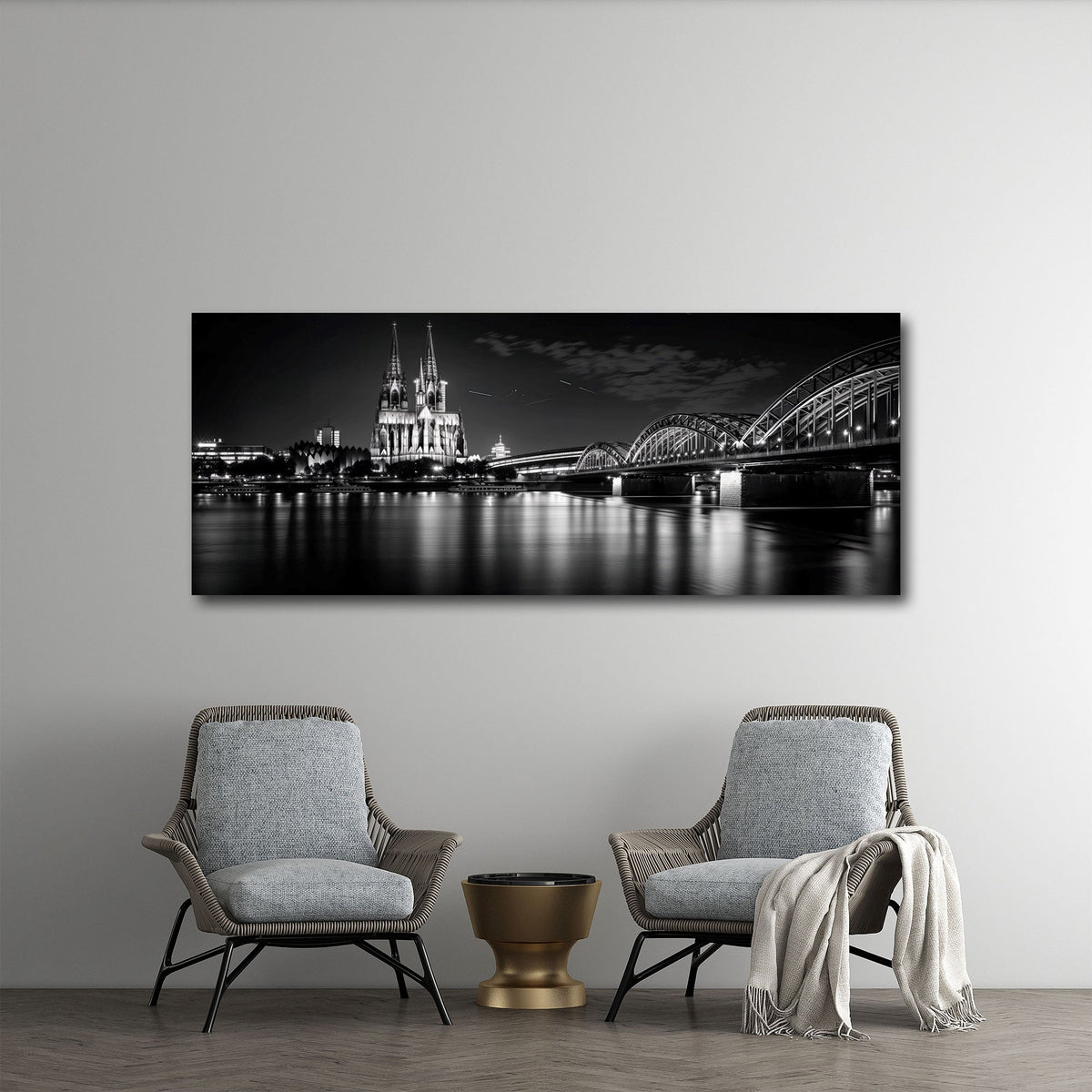 Detailansicht Köln Panorama Wandbild mit Dom und Brücke