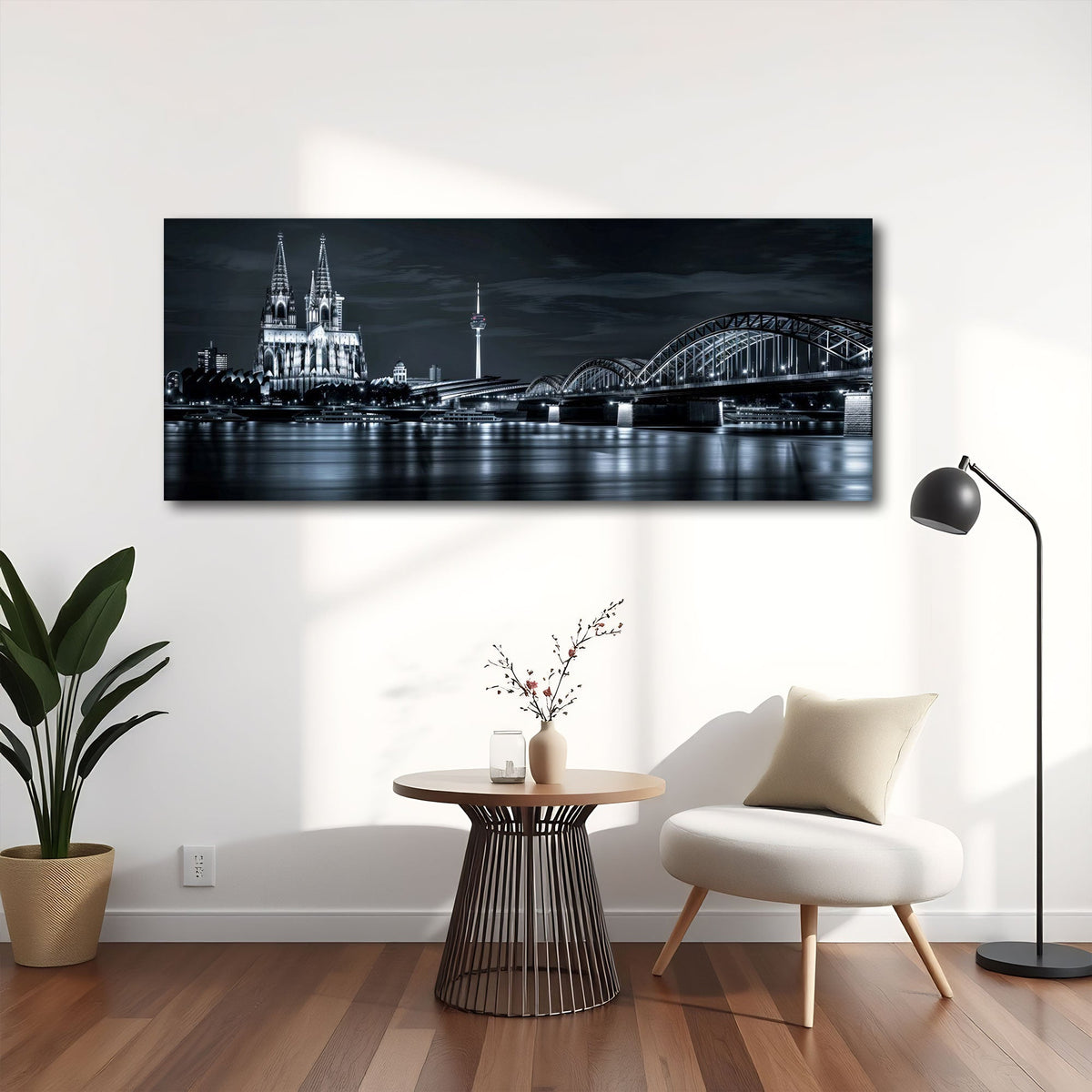Detailansicht Köln Panorama Wandbild mit Dom und Spiegelungen