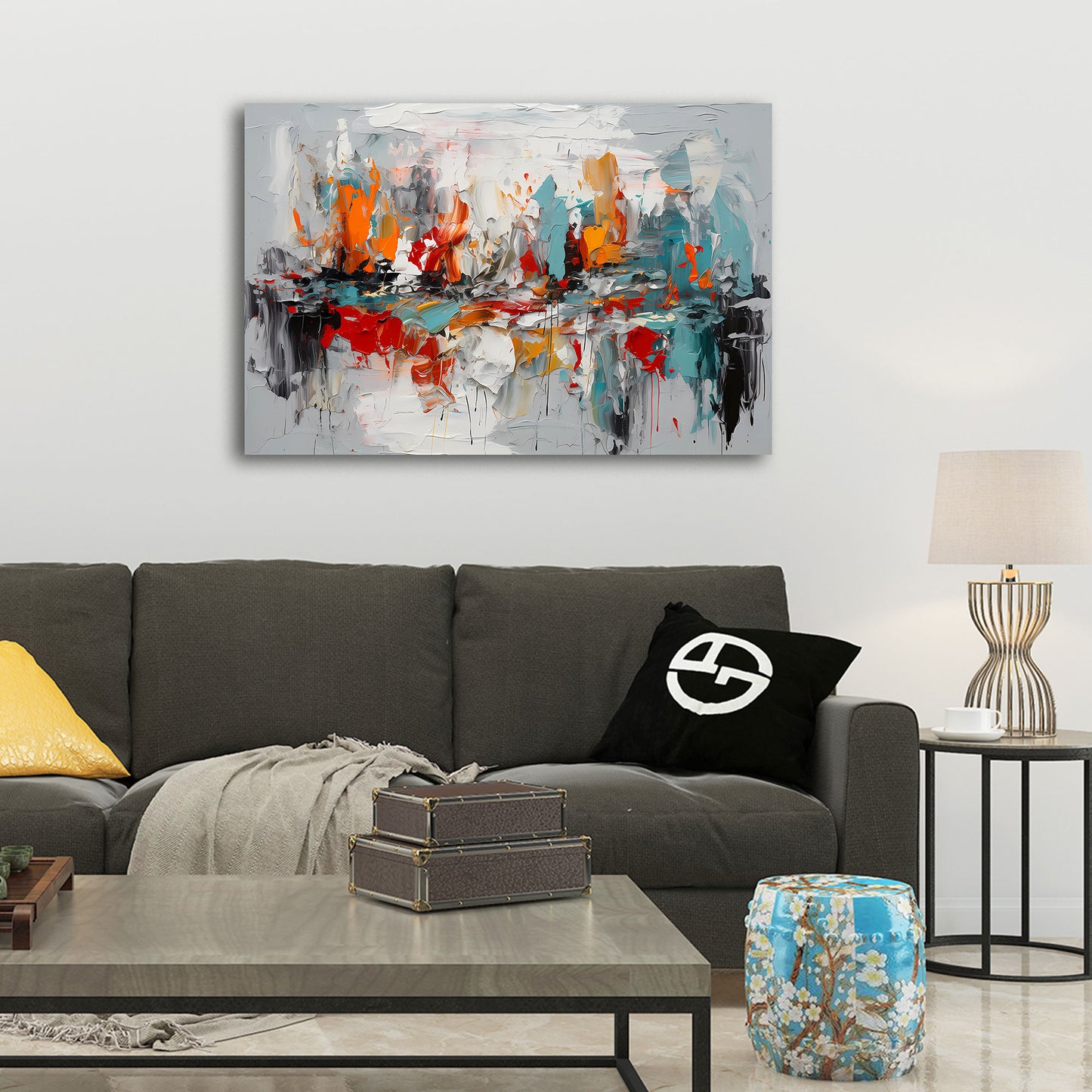 Komposition mit ausdrucksstarker Farbdynamik Wandbild