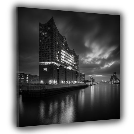 Konzerthaus Elbphilharmonie Hamburg schwarz weiß Panorama Wandbild