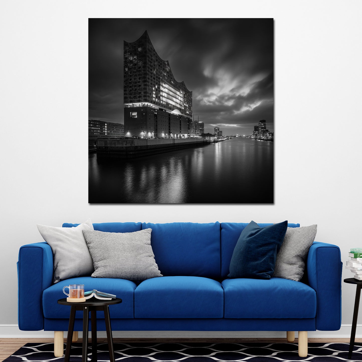 Konzerthaus Elbphilharmonie Hamburg schwarz weiß Panorama Wandbild