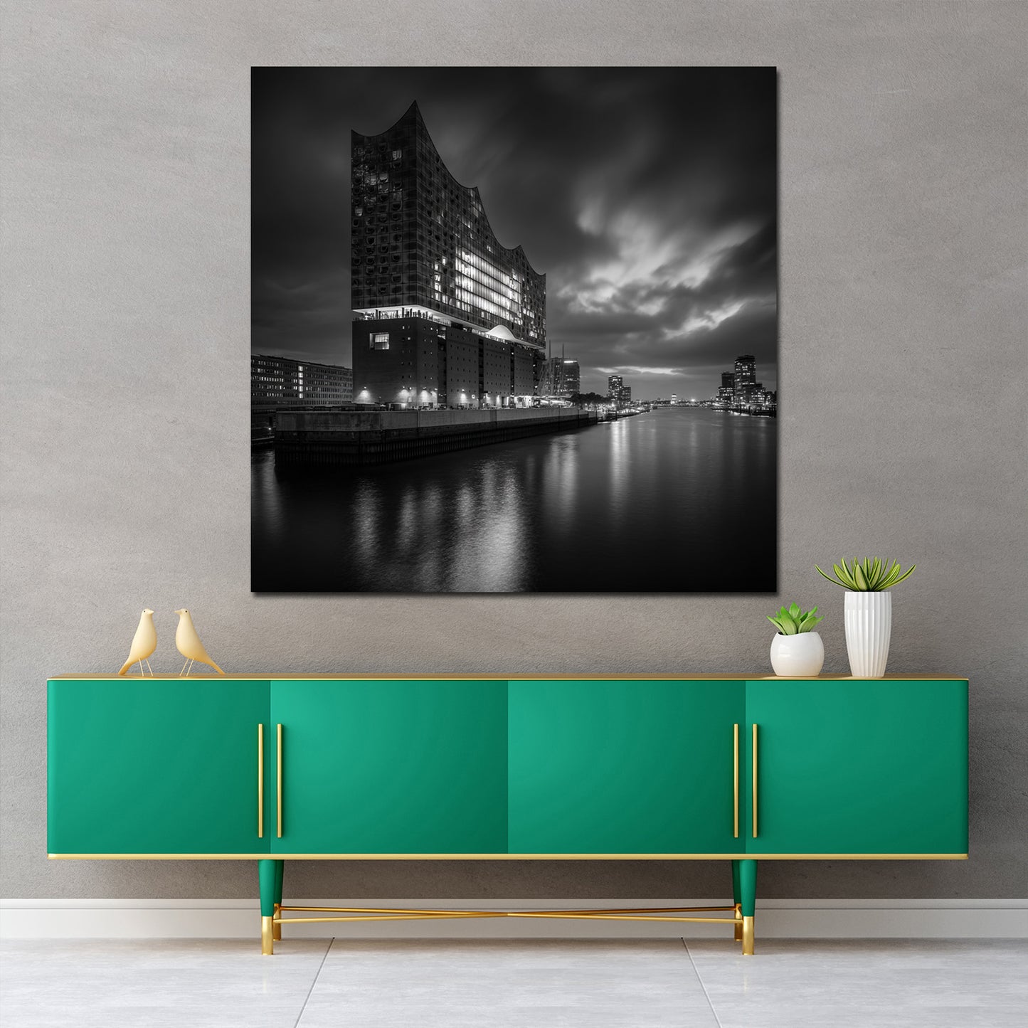 Konzerthaus Elbphilharmonie Hamburg schwarz weiß Panorama Wandbild