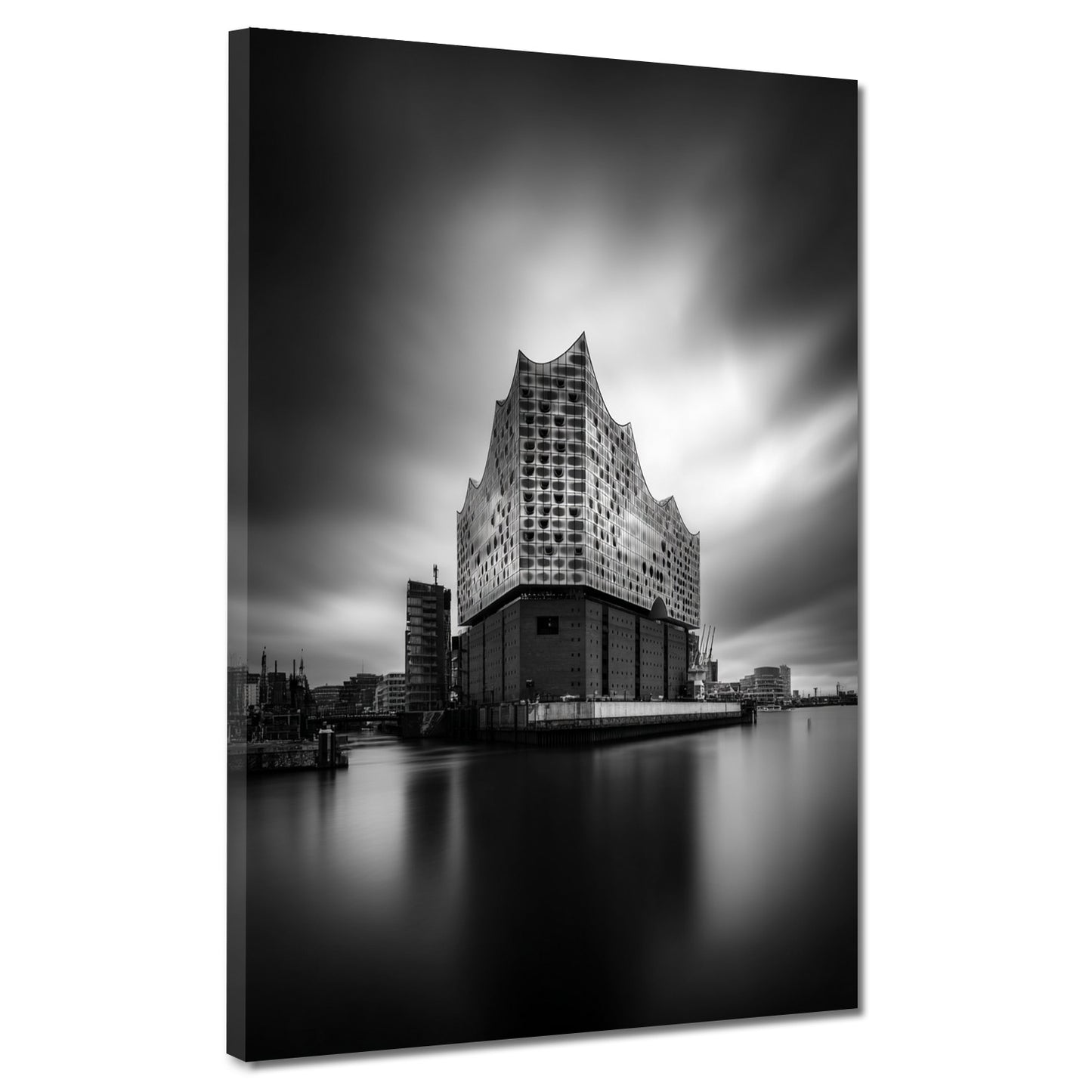 Konzerthaus Hafen Hamburg schwarz weiß Langzeitbelichtung Wandbild