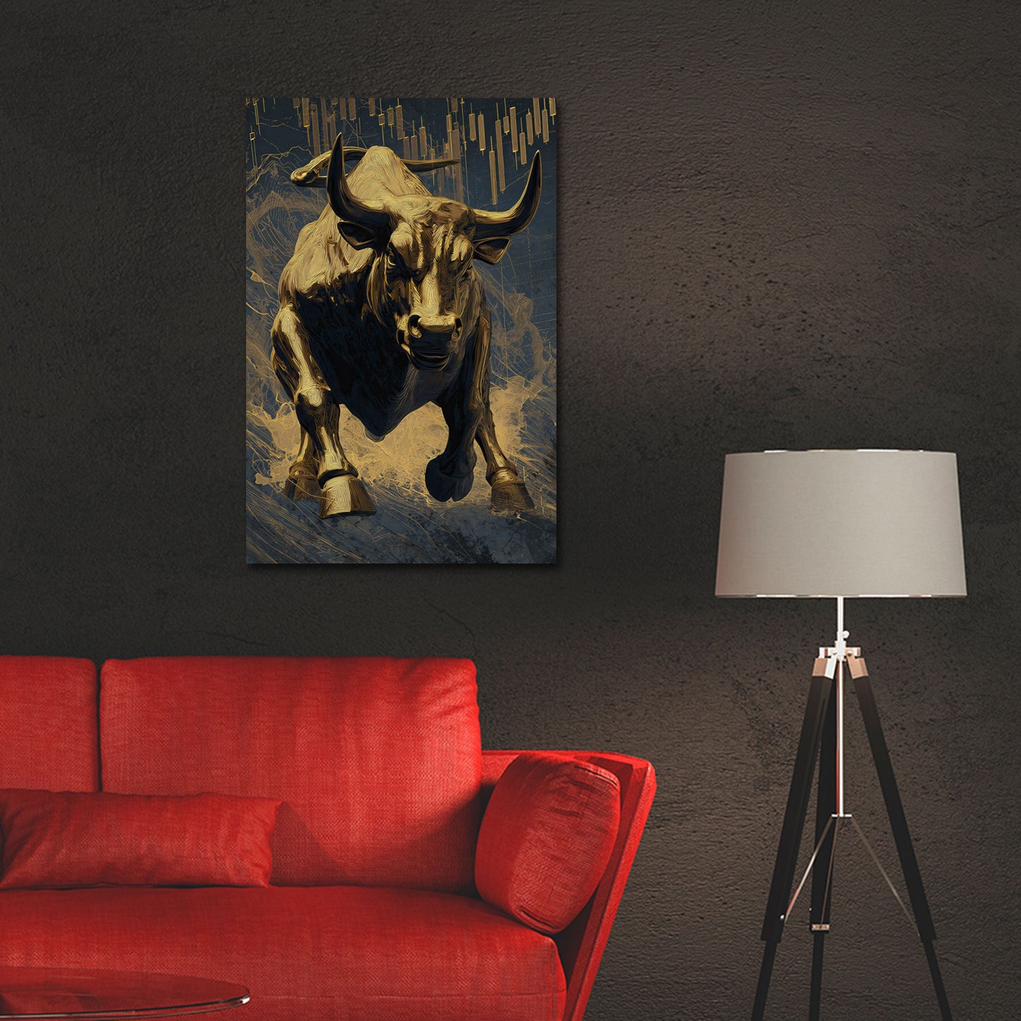 Kraftvoller Bulle Gold Markt Dynamik Finanzen Wandbild