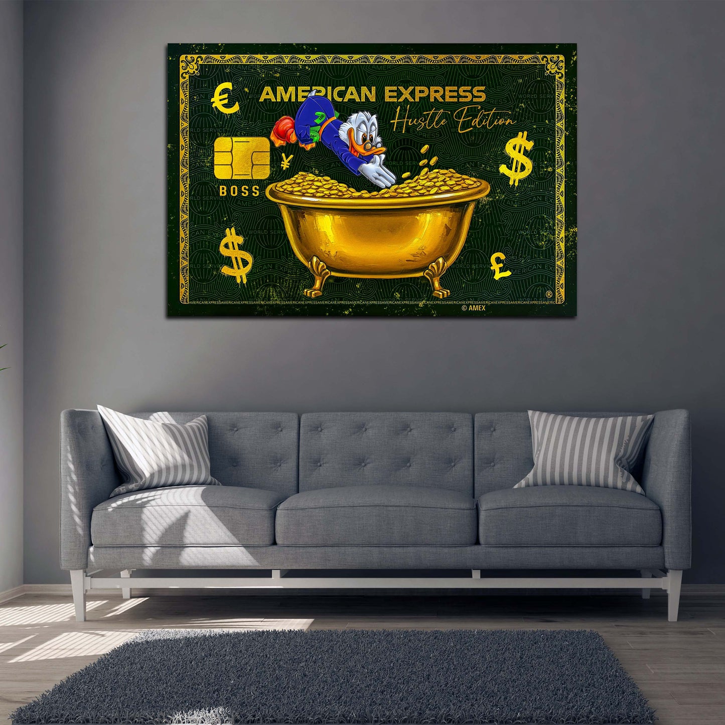 Kreditkarte Duck Reichtum Geldbad Motivation Wandbild