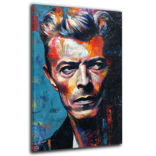 Künstlerisches Bowie Gesicht farbenfroh Pop Art Wandbild