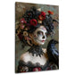 La Catrina Porträt mit Rabe Blumenkranz elegantes Wandbild