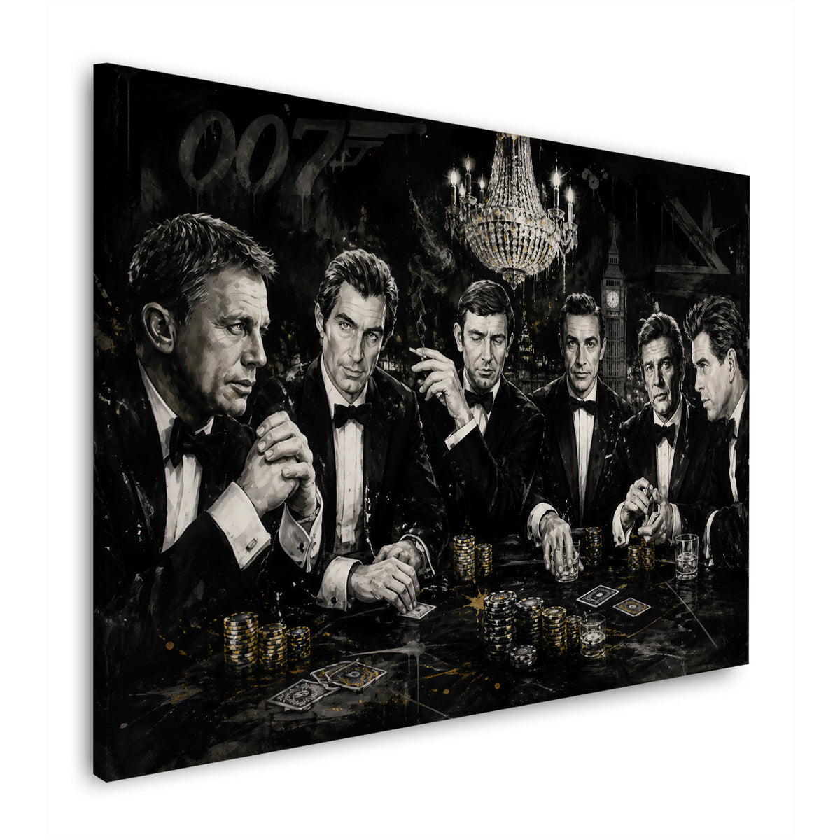 Wandbild Männer im Smoking beim Pokerspiel im Casino