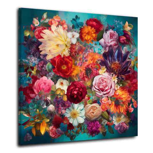 Leuchtender Blütenmix Farbenpracht Gartenblumen Wandbild