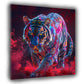 Leuchtender Tiger Farbenrausch Rauchbewegung Wandbild