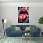 Lippen mit herausgestreckter Zunge in Pop Art Wandbild
