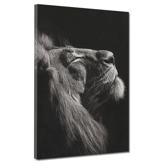 Löwe Schwarz Weiß Porträt Stärke Wandbild