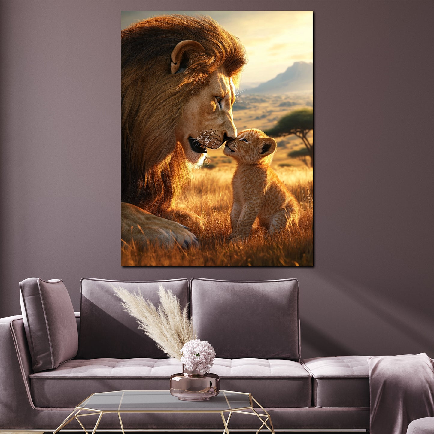 Löwenfamilie Zuneigung Afrika Tiermotiv Wandbild