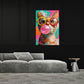 Lustige Katze mit Kaugummi und Retrobrille Pop Art Wandbild