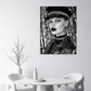 Luxus Frau mit Mütze schwarz weiß Make-up und Accessoires Wandbild