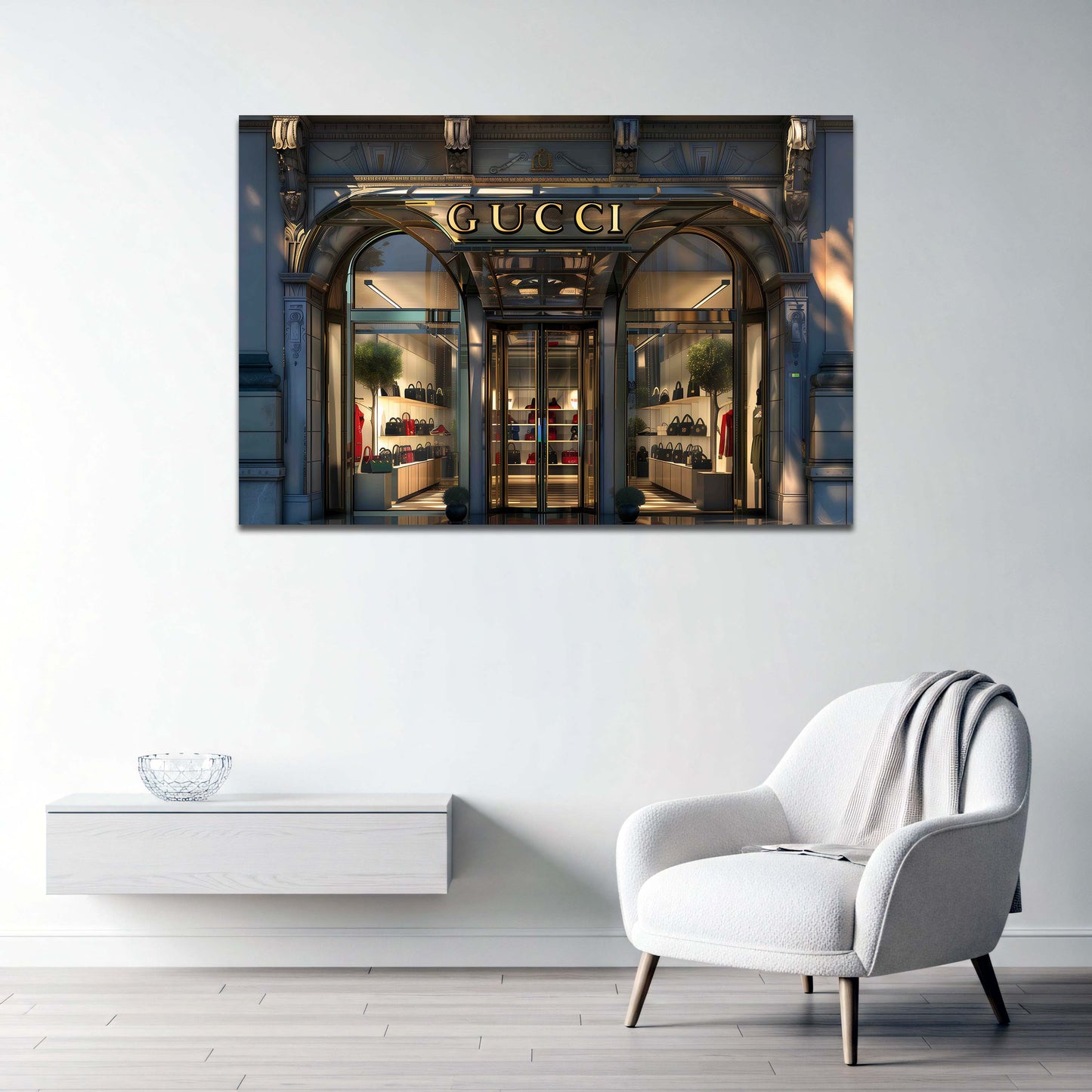 Luxus Laden Vitrine für elegante Handtaschen Mode Wandbild