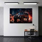 Luxus SUV in der City bei Nacht moderne Illustration Wandbild