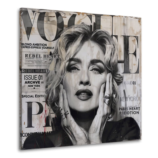 Madonna Porträt schwarz weiß mit starkem Ausdruck Wandbild