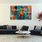 Mädchen mit Koffer Peace Zeichen Color The World Street Art Wandbild