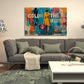 Mädchen mit Koffer Peace Zeichen Color The World Street Art Wandbild