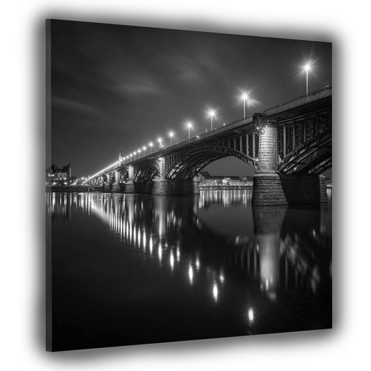 Mainz Theodor-Heuss-Brücke schwarz weiß Rheinbrücke Wandbild