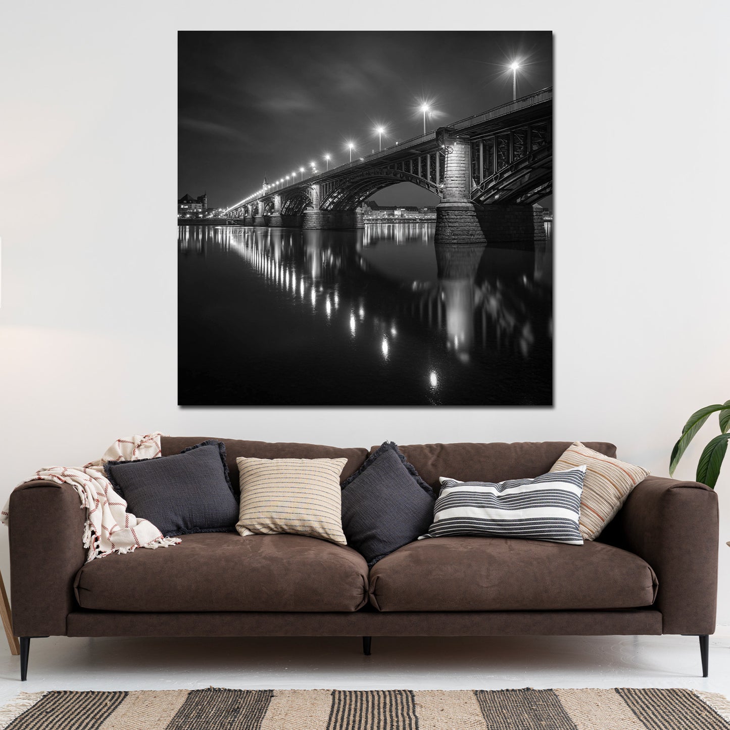 Mainz Theodor-Heuss-Brücke schwarz weiß Rheinbrücke Wandbild