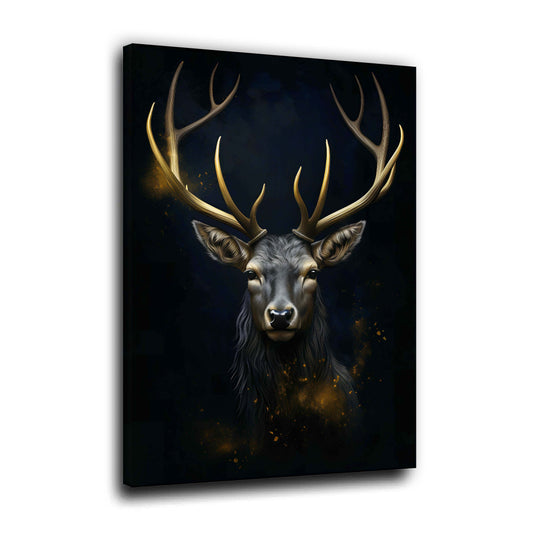 Majestätischer Hirschkopf mit leuchtendem Geweih Wandbild