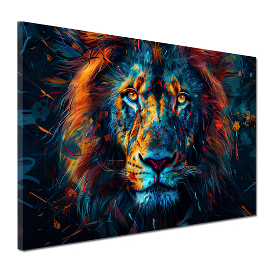 Majestätischer Löwe leuchtende Farben Wandbild