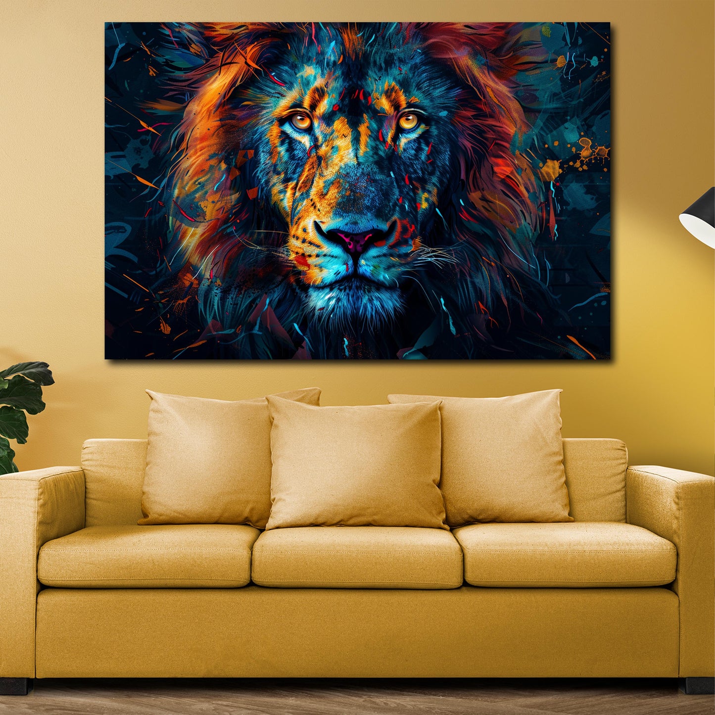 Majestätischer Löwe leuchtende Farben Wandbild