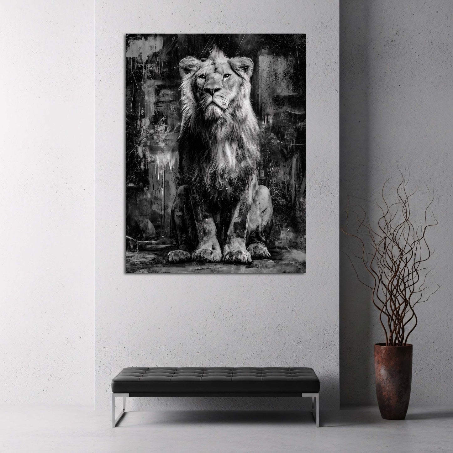 Majestätischer Löwe Monochrom Tiermotiv Wandbild