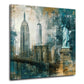Manhattan Skyline mit Freiheitsstatue Retro-Kunst Wandbild