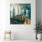 Manhattan Skyline mit Freiheitsstatue Retro-Kunst Wandbild