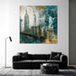Manhattan Skyline mit Freiheitsstatue Retro-Kunst Wandbild