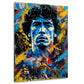 Wandbild Maradona Porträt in Blau und Gelb mit Spielszenen