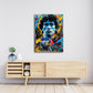 Detailansicht Fußball Wandbild mit Spielszenen und Farbspritzern
