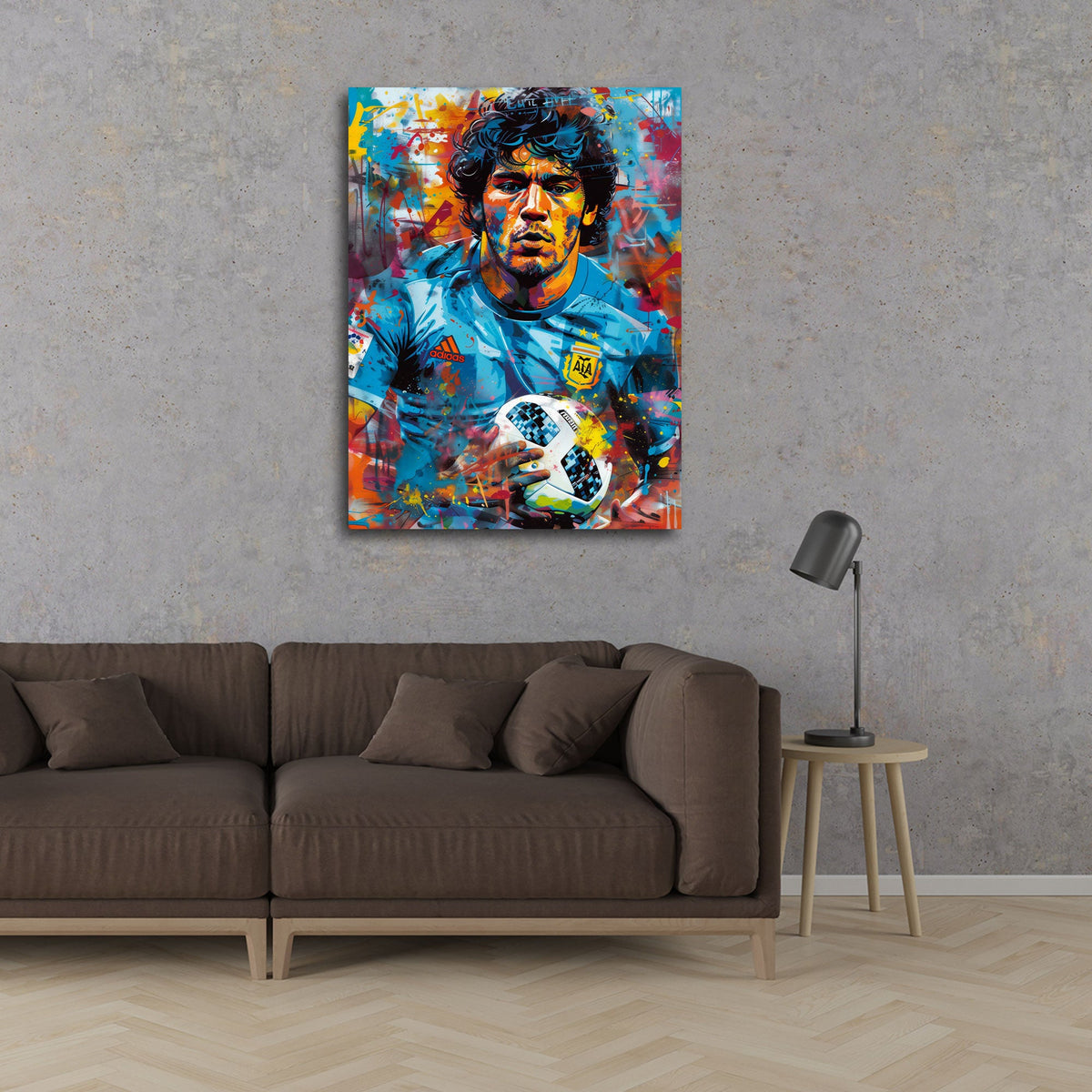 Fußball Pop Art Wandbild im Hochformat im Jugendzimmer